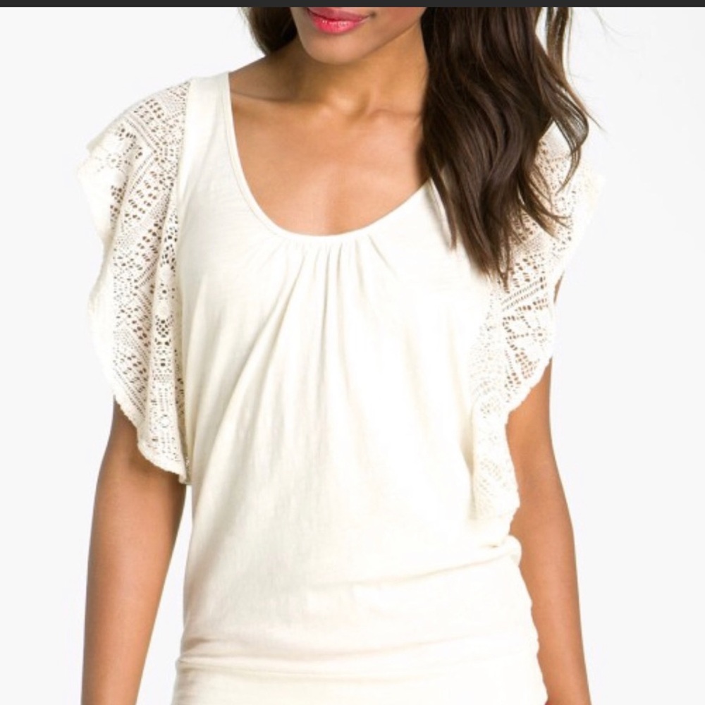 LUCKY BRAND Crochet Sleeves Top